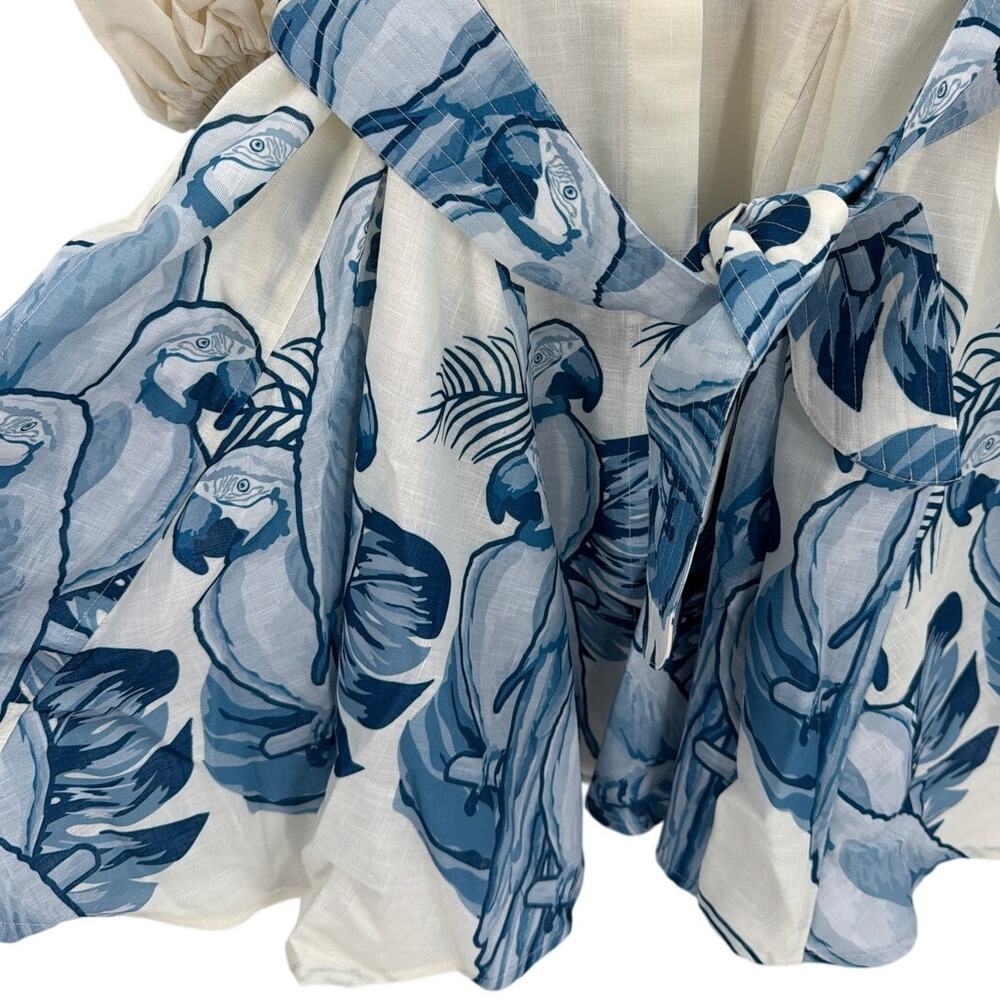 No Pise La Grama Women's Blue Macaw Print Bromelia Mini Dress Size 4 - Picture 7 of 8